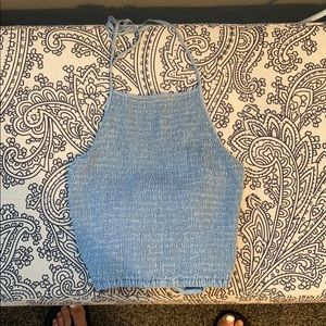 Denim Tie Crop Top Hollister XSmall